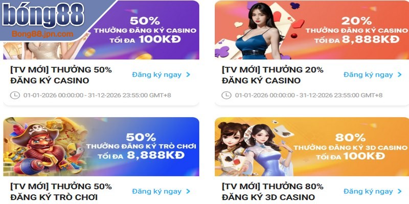 Tổng hợp khuyến mãi BONG88 hot nhất 2026