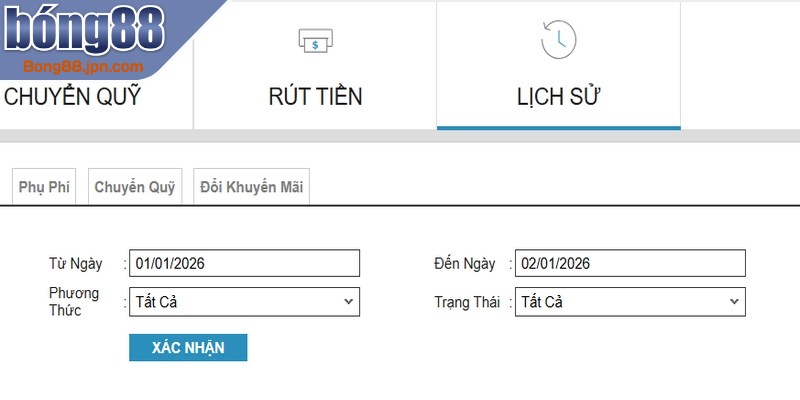Cách kiểm tra trạng thái lệnh rút tiền BONG88 đang được xử lý
