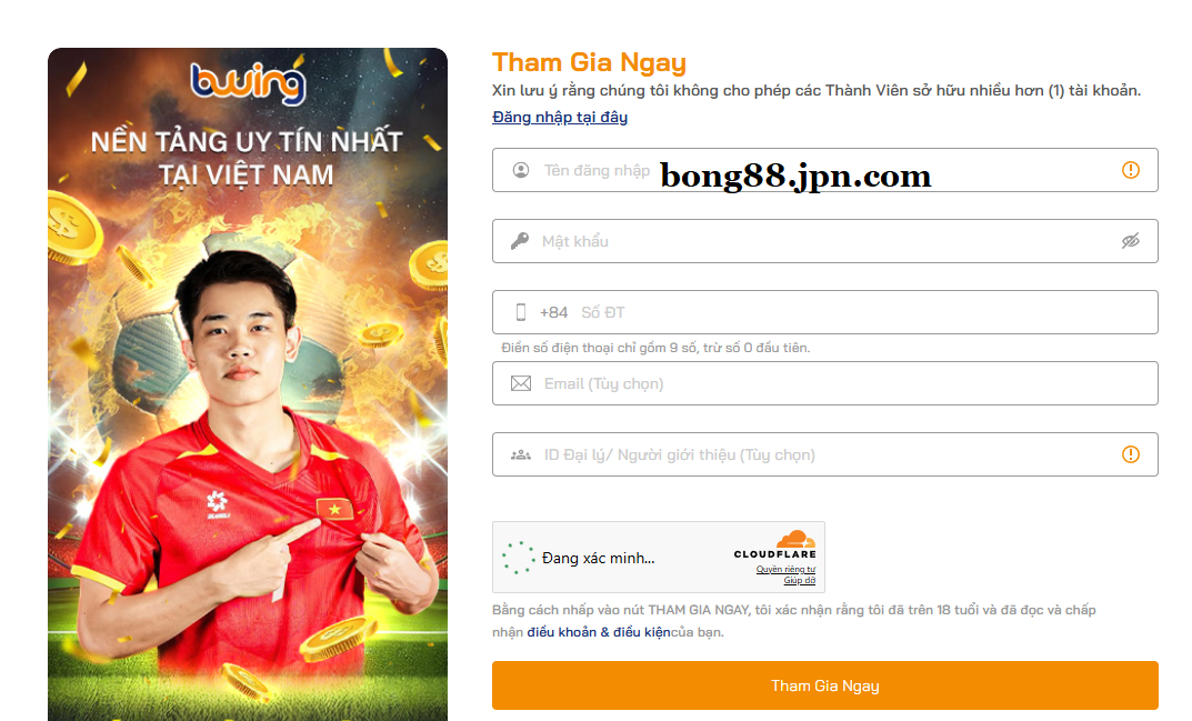 BONG88 Đăng ký tài khoản bong88